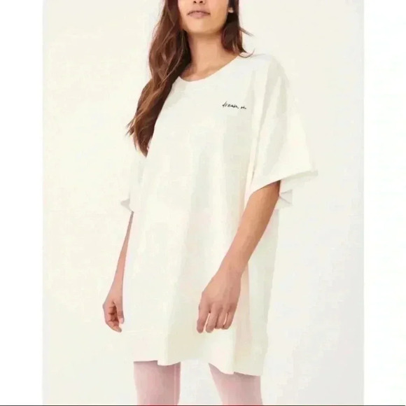 🆕 Free People Ivory Cozy Cool Girl Lounge T-Shirt M🆕 - Picture 2 of 16